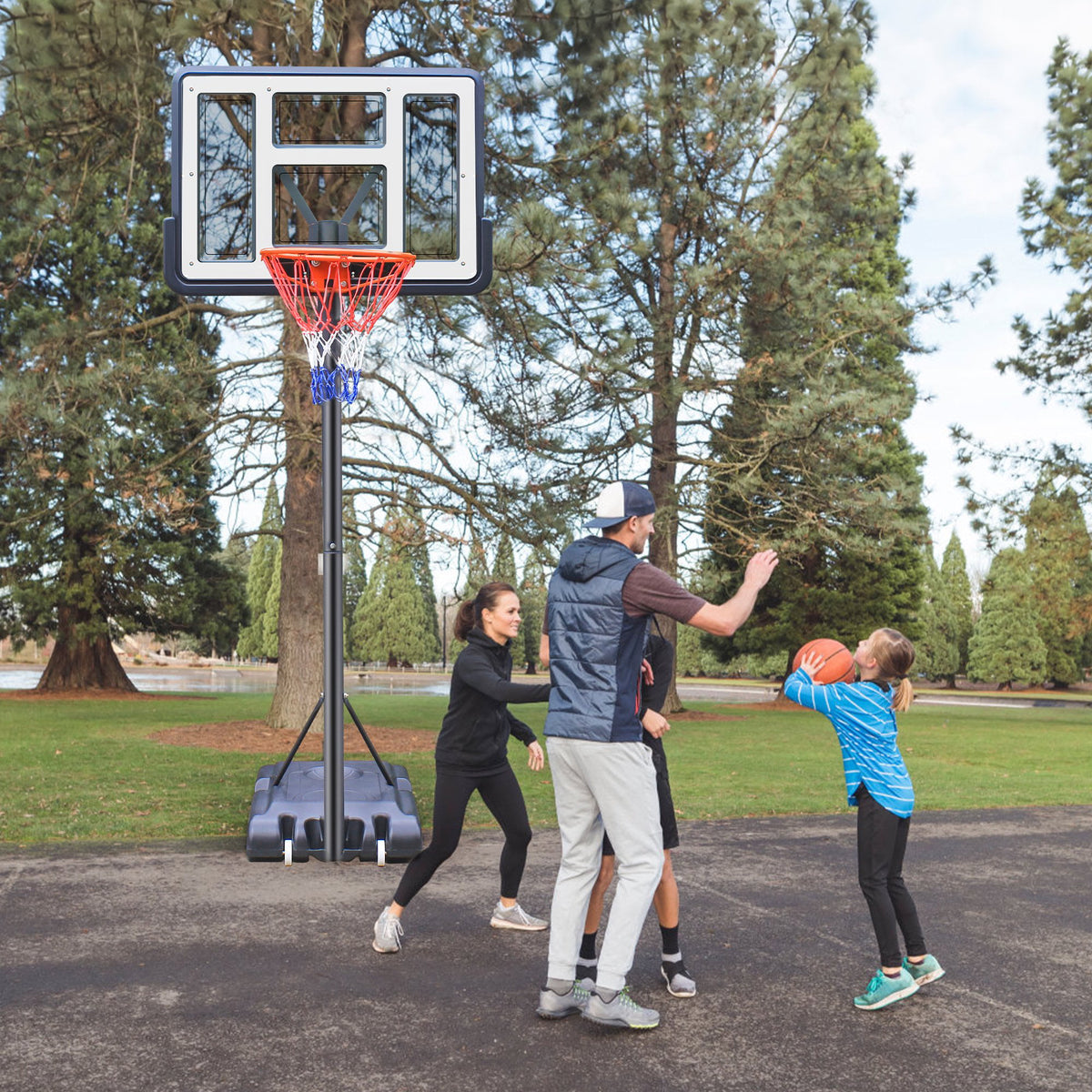 Outdoor Portable Basketball Hoop Height Adjustable Basketball Goal System with 44 Shatterproof Backboard & Wheels