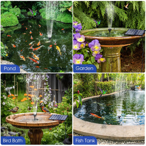Solar Bird Bath Fountain Pump, Upgrade Solar Powered Water Fountain Pump with 6 Nozzle for Bird Bath, Garden, Pond, Pool and Outdoor