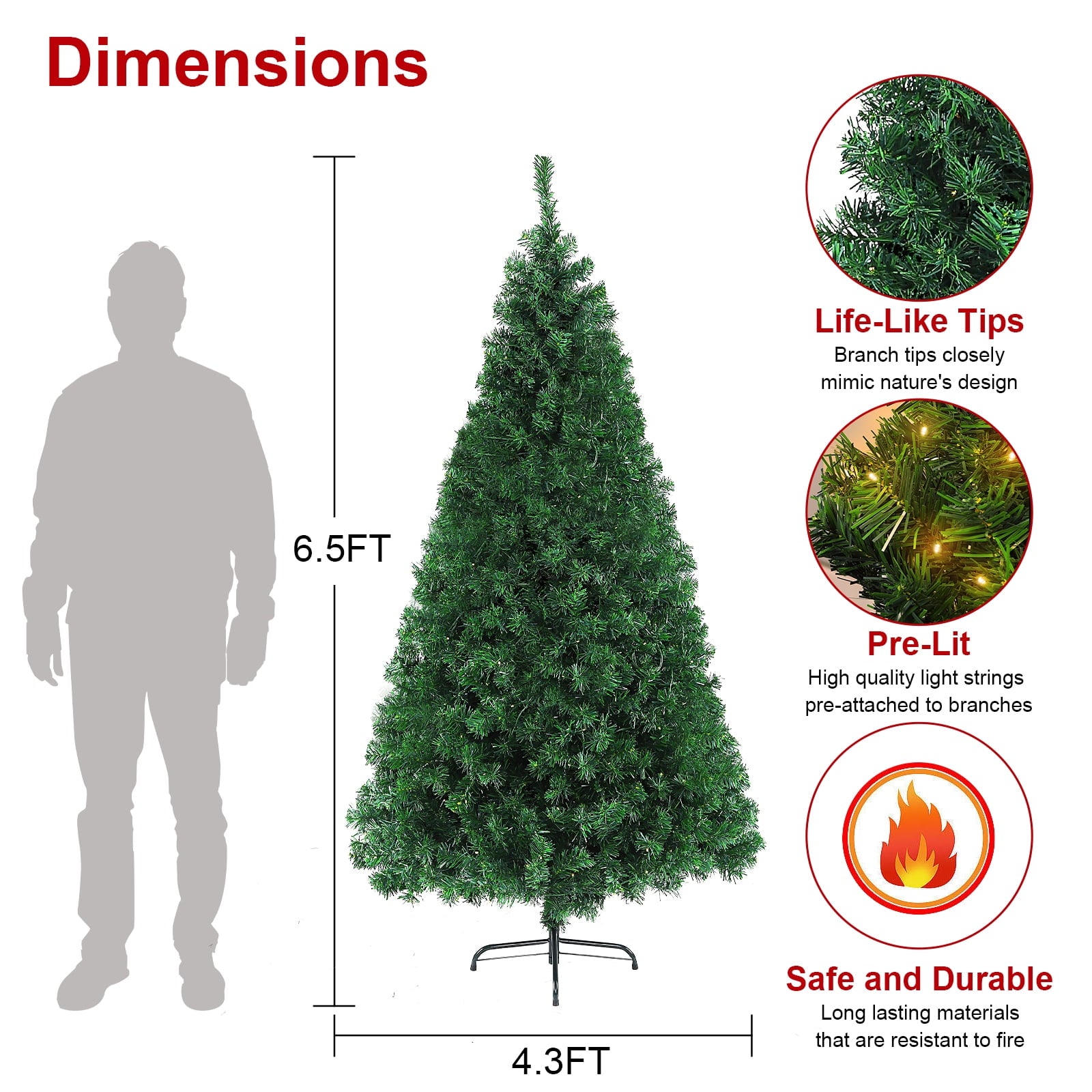 iFanze 7FT Artificial Christmas Tree with 1300 Branch Tips