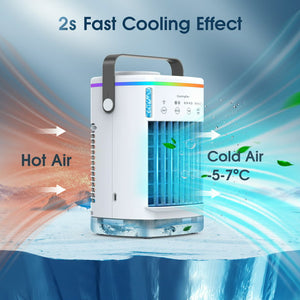 Air Conditioner Portable, Mini Portable Air Conditioner Quiet Desk Fan With Handle, Humidifier Misting Fan, Small Air Conditioner 3 Speeds, Evaporative Cooler For Home, Office, Room