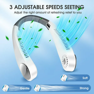 Bladeless Neck Fans, Personal Fans for Your Neck, Portable Hanging Neck Fans with LCD Digital Display, Rechargeable, Headphone Design for Indoor Office, Sports, Outdoor Travel