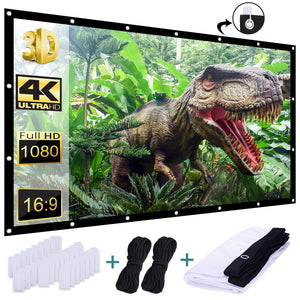 Projector Screen, Metal Silver 120 Inch Projection Screen 4K HD, 16:9, Ambient light Rejecting 2.4 Gain 3D Movies Screen, Anti-Crease, for Office Home schools Theater Outdoor Indoor