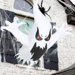 4FT Halloween Inflatables White Ghost, Broke Out from Window Inflatable with Built-in LED Lights, Blow up for Halloween Party Indoor, Outdoor Decoration
