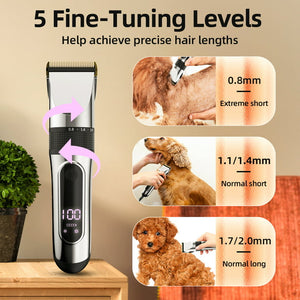Ifanze Dog Clipper Pet Dog Shaver Dog Grooming Kit Rechargeable Low Noise Cordless Dog Cat Rabbit Clippers Hair Trimmer Cutter Kit
