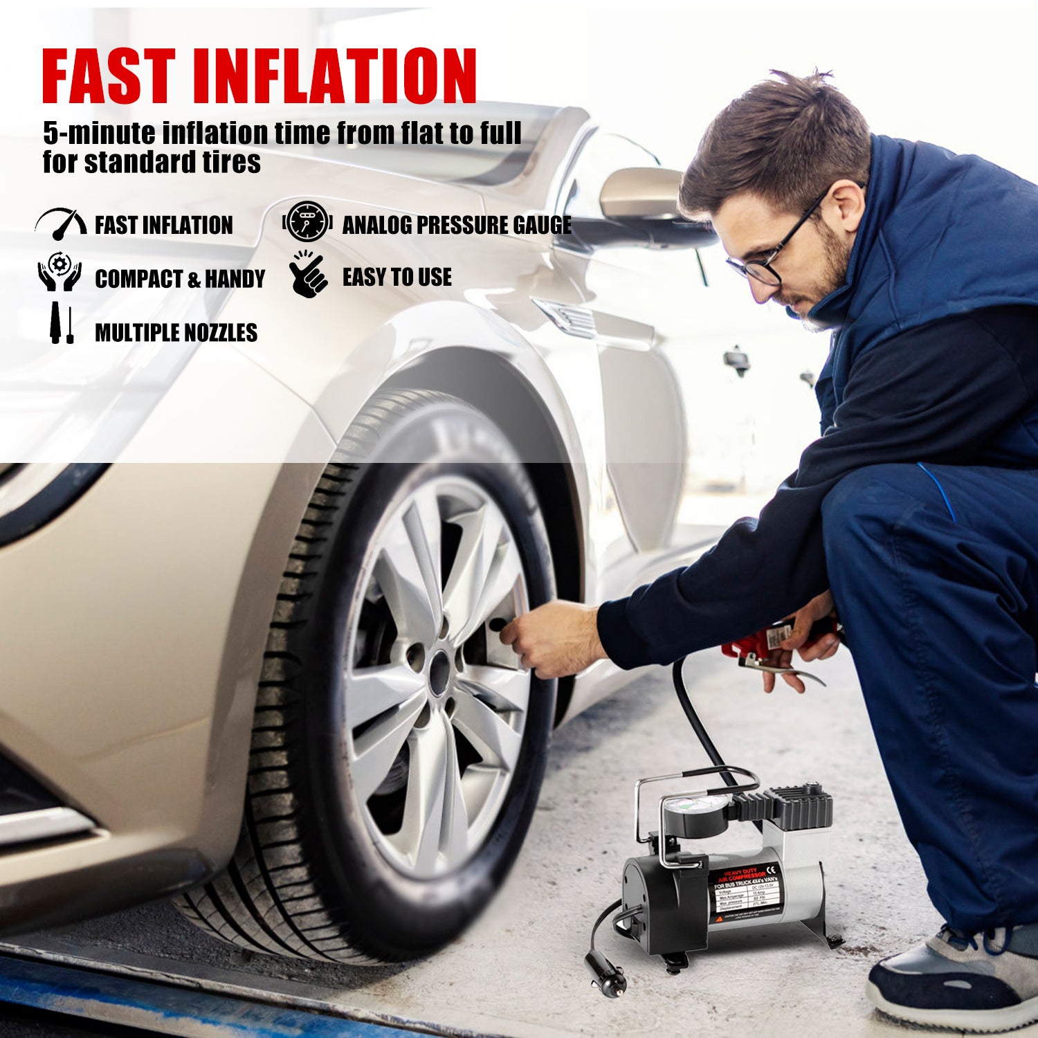 Ifanze Tire Inflator, Portable Air Compressor for Car, Auto Air Pump w –  iFanze