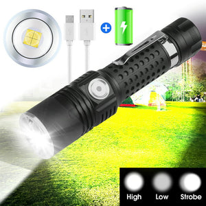Flashlights USB Rechargeable, 10000 Lumens Super Bright LED Tactical Flashlight with Clip