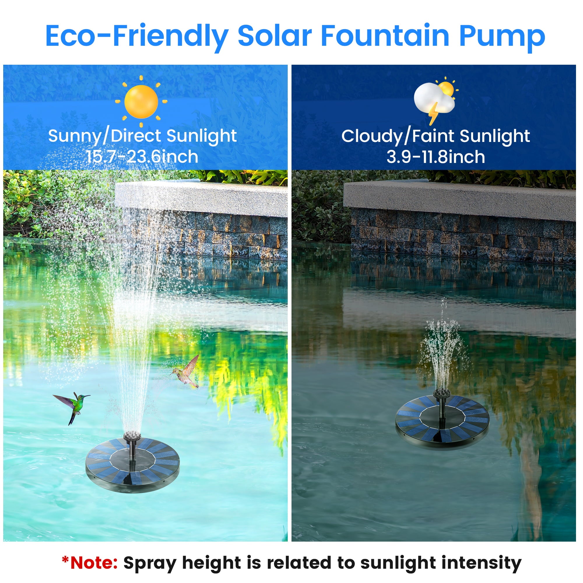 Solar Fountain, Floating Solar Bird Bath Water Fountain Pump with 6 No –  iFanze