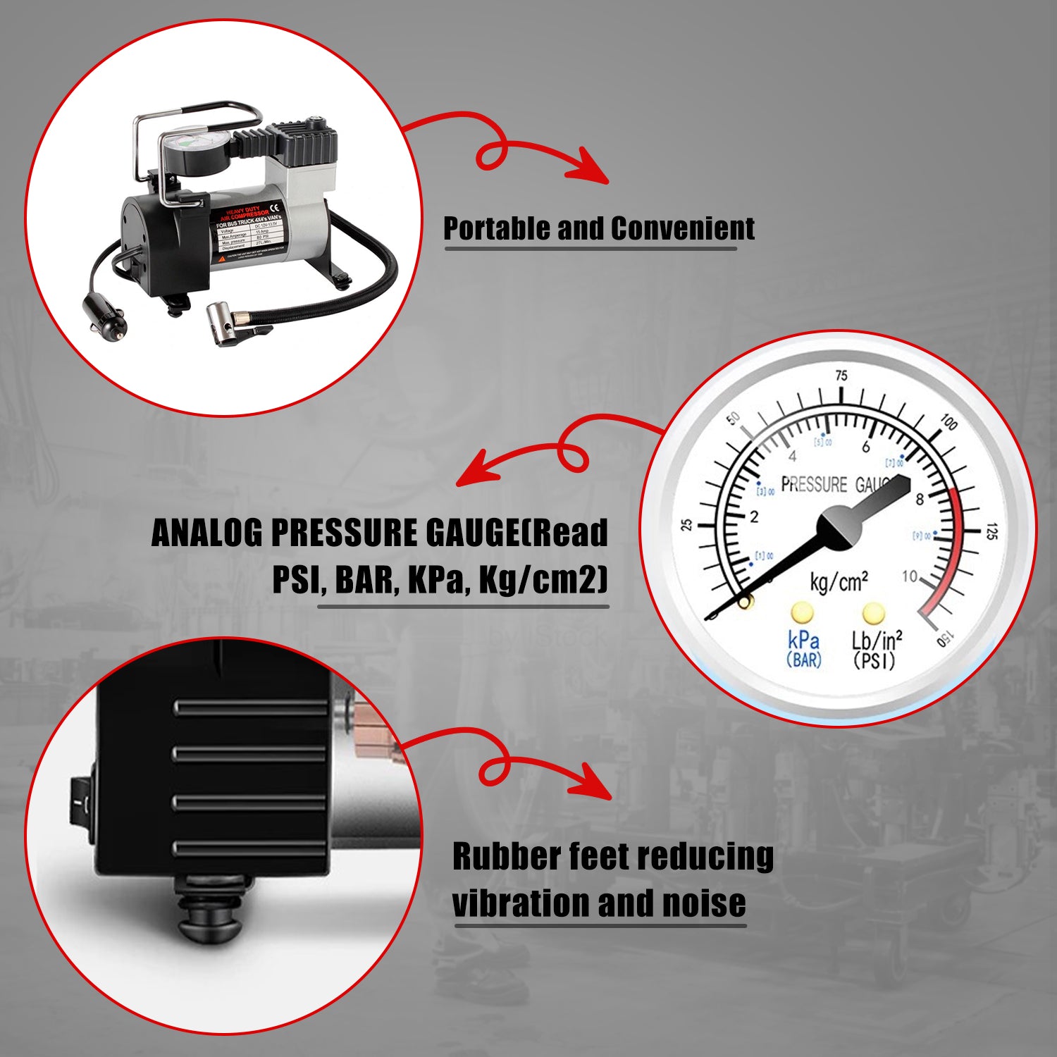 Portable Air Compressor Digital Pressure Gauge 12V 150PSI Inflator