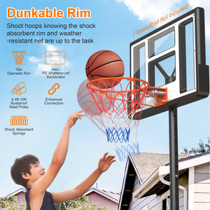 iFanze 44" Portable Basketball Hoop System, 4.4-10 ft Height Adjustable Basketball Goal System with Wheels and Shatterproof Backboard and Large Base for Adults Kids Outdoor Indoor Court