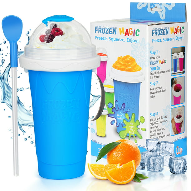 Slushie Maker Cup, Slushy Maker Quick Frozen Magic Smoothies Cup, Portable Squeeze Cup Slushy Maker, Cooling Cup Milk Shake Ice Cream Maker for Kids Family DIY Homemade