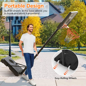 iFanze 44" Portable Basketball Hoop System, 4.4-10 ft Height Adjustable Basketball Goal System with Wheels and Shatterproof Backboard and Large Base for Adults Kids Outdoor Indoor Court