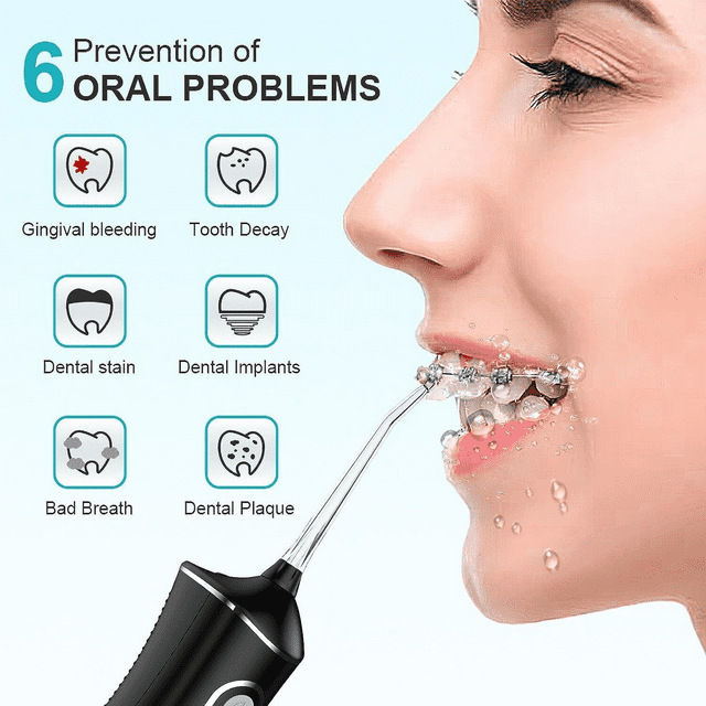 Cordless Water Flosser for Teeth, Professional Dental Oral Irrigator 4 Modes with 300ml Water Tank, IPX7 Water Flosser Portable for Travel Home Office
