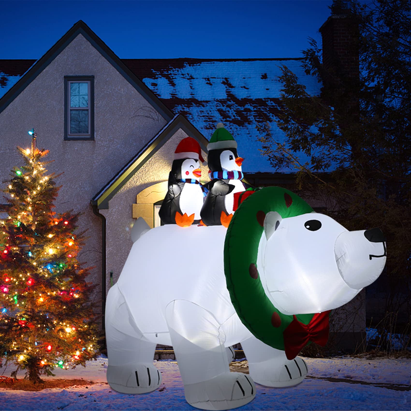 6FT Giant Christmas Inflatable Polar Bear Decorations Outdoor Christmas Inflatables with Led Lights for Holiday Yard Decor Christmas Xmas Indoor Outdoor Yard Decorations