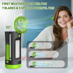 Emergency Radios, Noaa Weather Solar Radio Portable Hand Crank Flashlight 4000mAh Power Bank Cell Phone Charge for Camping, Hiking Home Outdoor Emergencies