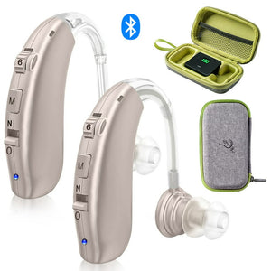 Bluetooth Hearing Aids for Seniors, Hearing Amplifier Rechargeable with Charging Case, Noise Cancelling Hearing Aid for Ear