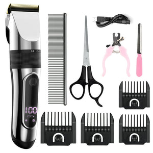 Ifanze Dog Clipper Pet Dog Shaver Dog Grooming Kit Rechargeable Low Noise Cordless Dog Cat Rabbit Clippers Hair Trimmer Cutter Kit