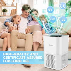 Olansi Air Purifier for Home, 1300 sq.ft True for Cat Hair and Dog Hair Allergy and Asthma Smoker Portable Quiet H13 HEPA Air Purifier ,3 in 1 Filter