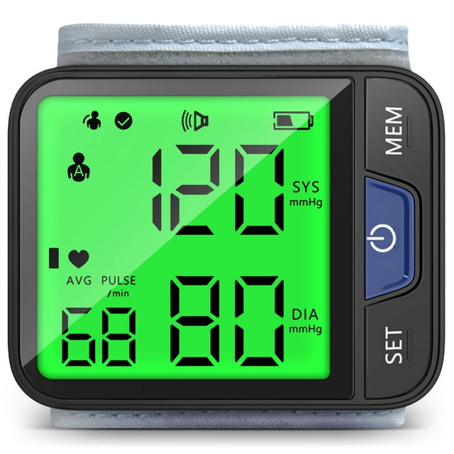 Blood Pressure Monitor, Professional Wireless Automatic Wrist Blood Pressure Cuffs Health Monitors, Portable BP Heart Rate Monitor with LCD Backlit Display, for Home Travel Useeart Rate Monitor with LCD Backlit Display, for Home Office Travel Use