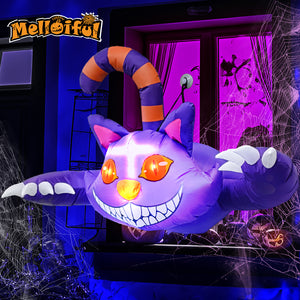 Melliful 4 FT Halloween Inflatable Cat Broke Out from Window Inflatable with Build-in LED Blow Up Inflatable for Yard Patio Lawn Garden Home House Decor