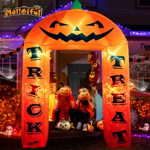 Melliful 7.8 ft Tall Halloween Inflatable Pumpkin Archway with LED Lights Decor Outdoor Indoor Holiday Decorations
