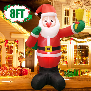 Melliful 8 ft Christmas Inflatable Santa Claus Outdoor Decorations, Blow up Santa Claus with Gift Bag,Outside Decor for Yard Garden Lawn Home Party, Built-in LED Lights