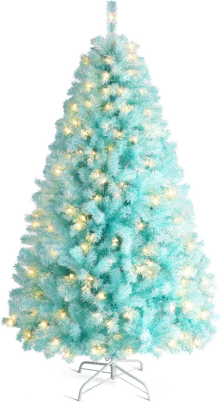 Artificial Christmas Tree, 7ft Pre-Lit Xmas Pine with LED Lights