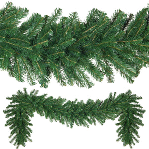 9ft Outdoor Christmas Garland, 240 Branches DIY Artificial Pine Christmas Garland for Mantle Stairway Fireplace Indoor Outdoor Holiday Decoration