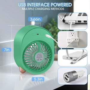 Air Conditioner Fan, Personal Air Cooler and Humidifier, 5 in 1 Mini Portable Evaporative Humidifier Air Freshener with 3 speeds& Colorful LED Light for Bedroom,Office,School,and Basement