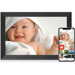 Doosl 10.1 inch Wifi Digital Picture Frame, Smart Digital Photo Frame with Wifi Share Photos Video via Frameo, Auto-Rotation, Wall Mounted, Black