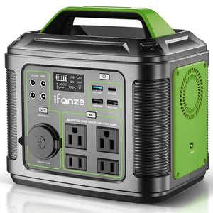 iFanze 300W Portable Power Station, 296Wh 80000mAh Outdoor Solar Generator Quick Charge 110V AC Outlets DC Ports for Home Backup, Outdoor RV Camping, Emergency Lithium Battery, Power Outages,Green