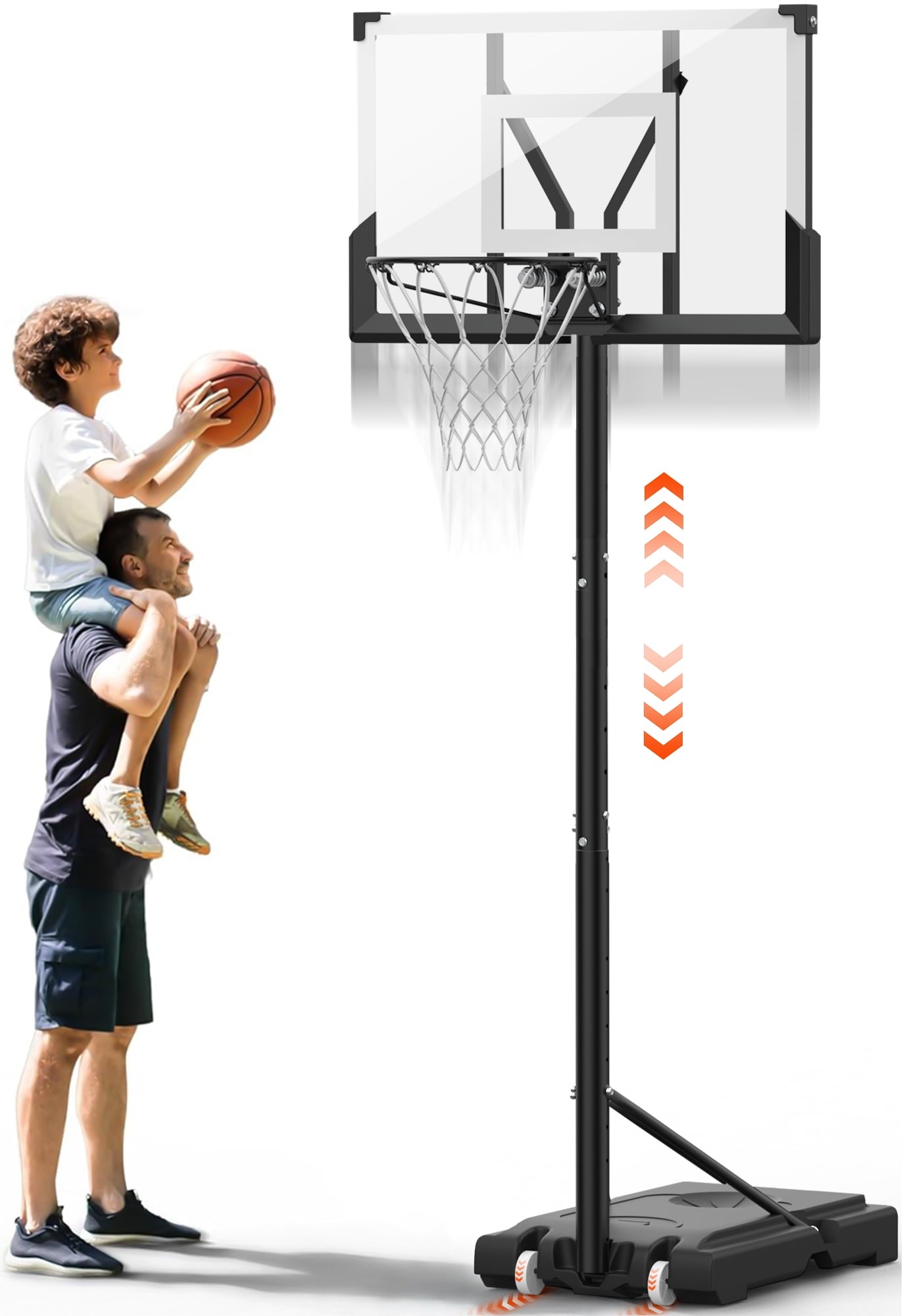 Qunler Portable Basketball System Hoop Goal System Height Adjustable 4.4ft - 10ft for Kids Adults Indoor Outdoor