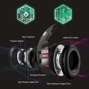 Gaming Headphones for Pc, Headphones for Xbox Bass Surround, with Noise Cancelling Gaming Headphone, PC Stereo Earphones Headphone, with Mic For , LED Lights