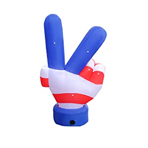 5ft Tall Patriotic Independence Day 4th of July Inflatable Victory Gesture LED Blow Up Lighted Decor Indoor Outdoor Holiday Art Decor Decorations