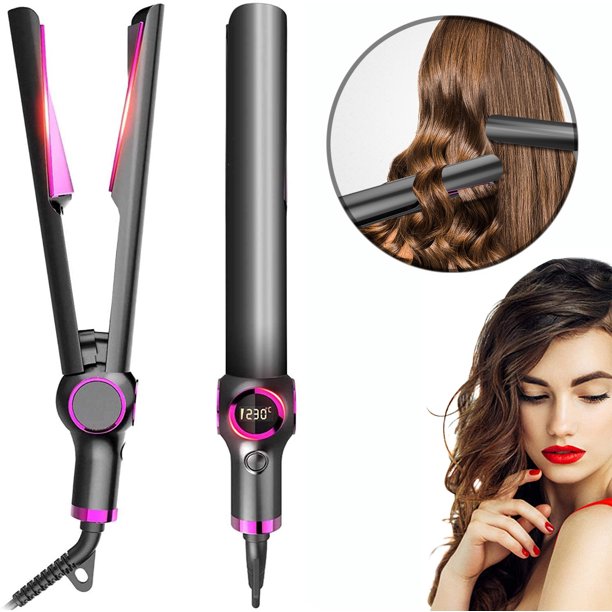 Xpreen Hair Straighteners and Curling Iron 2 in 1, Professional Ceramic Tourmaline Ionic Flat Iron with Adjustable Temp, LCD Digital Display for Smooth, Curls and Wave All Hair Types