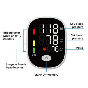 Arm Pressure Monitor, Automatic Blood Pressure Cuff for Arm, Accurate BP Machine with Large LCD Display & Voice Broadcast, Batteries Hypertension Detector