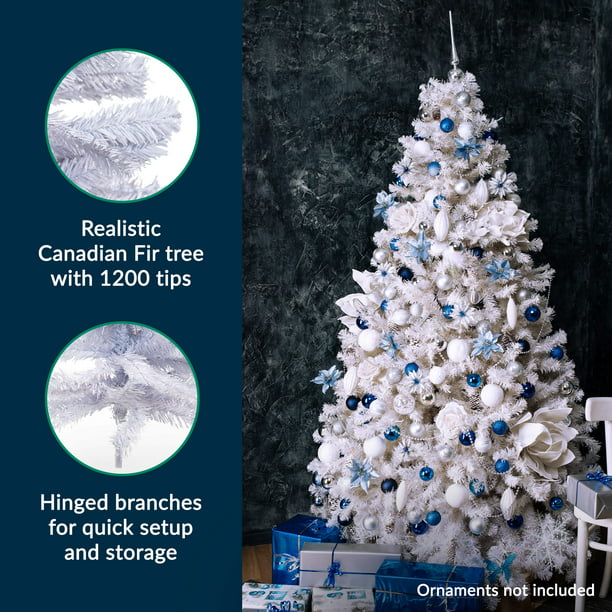 Melliful 7 ft Pre-Lit Christmas Tree, Artificial Christmas Trees with 1200 Tips for Home, Office, Party Holiday Decoration, White