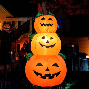 4FT Halloween Inflatable 3 Pumpkin Stack Decoration Light Jack-o-Lantern Inflatables for Indoor Outdoor Lawn Garden Party