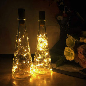 eTopeak Wine Bottle Lights with Cork, Christmas Lights 20 LED 9 Pack Fairy Lights Waterproof Battery Operated Cork String Lights for Jar Party Wedding Christmas Festival Bar Decoration, Warm White