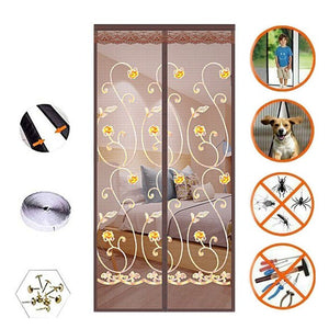 Magnetic Screen Door, Mesh Screen Doors with Net Reinforced Fiberglass Mesh Curtain Front Door with Magnet Black, 35" x 82"