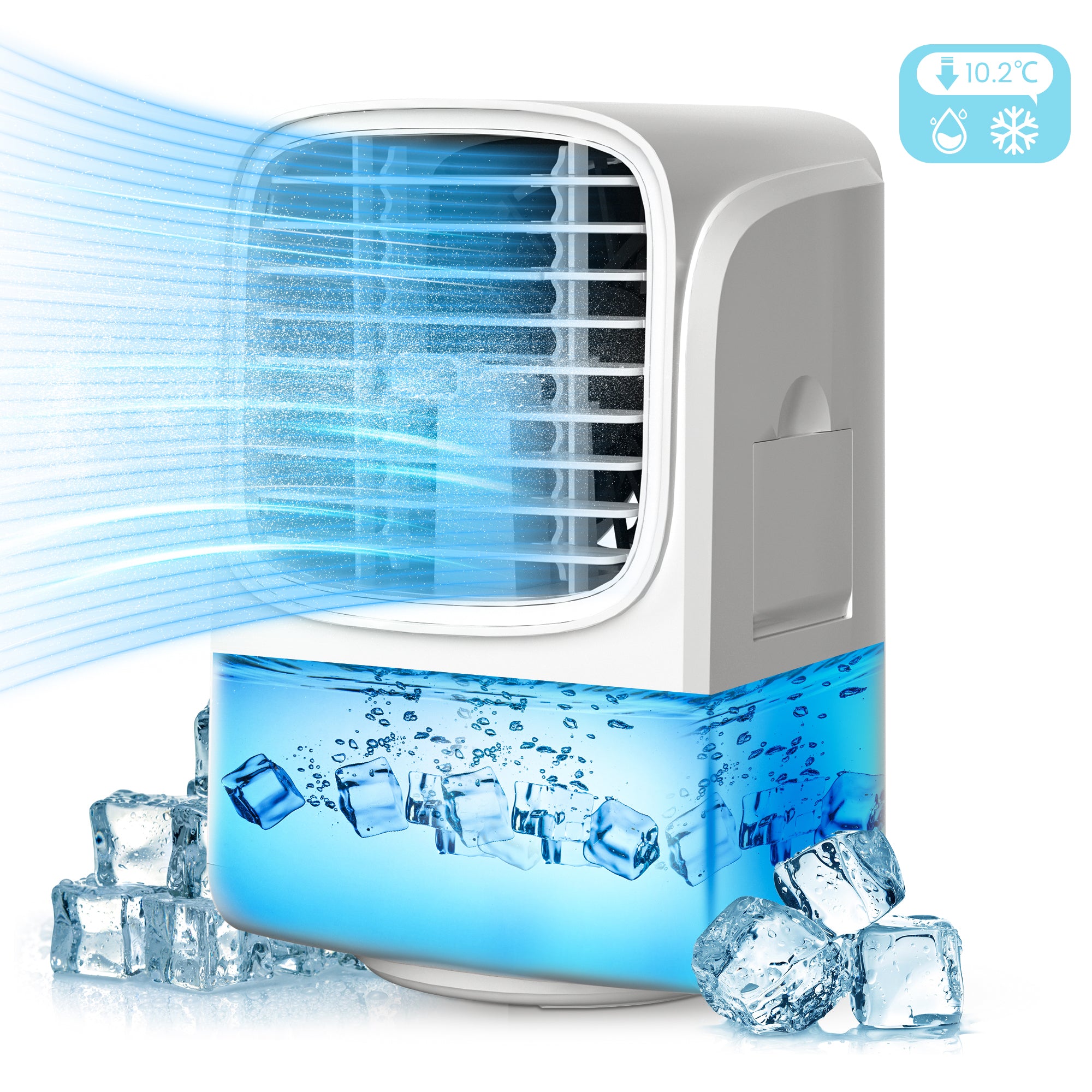 Portable Air Conditioner Fan Evaporative Personal Cooler Space Cooler Fan Quiet Desk Fan with USB Recharged