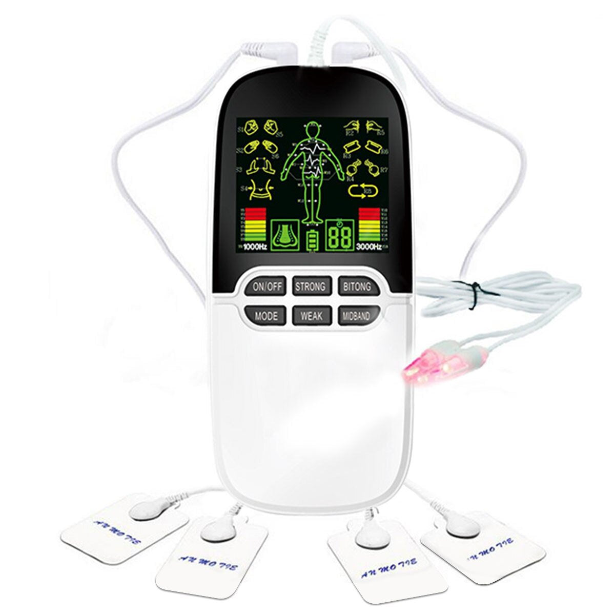 TENS Unit Muscle Stimulator for Pain Relief Therapy, Dual Channels Electronic Pulse Massager EMS Deivce with 4 Electrode Pads