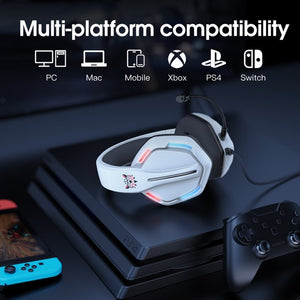 Gaming Headset, ONIKUMA K20 Stereo Bass Surround RGB Noise Cancelling Over Ear Gaming Headphones with Microphone, LED Light, for Xbox One Nintendo Switch PC PS3 PS4