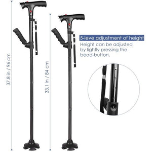 Foldable Walking Cane,Walking Stick with LED Light for Men Women