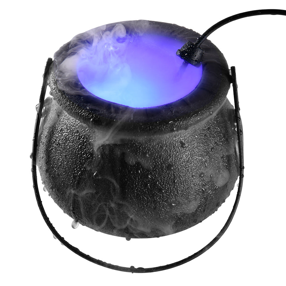 Halloween Mist with Colorful Lights,Black Witch Cauldron Pot Jar,Portable Smart Smoke Machine Fog for Halloween Party Horror Decoration