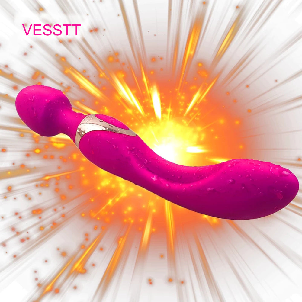 VESSTT G Spot Clitoris Vibrator with with 10 Licking and Vibration Modes, Double Stimulation Wand Massager Adult Sex Toy for Women/Men, Rose Red