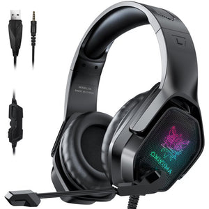 ONIKUMA Gaming Headset for PC, 7.1 Surround Stereo Sound RGB Over-ear Gaming Headphones with Noise Cancelling Mic for PS4 PS5 Xbox One Laptop Mac Nintendo NES Games