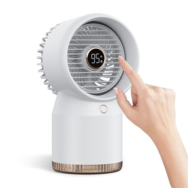 Portable Air Conditioner Fan, Mini Air Conditioner Fan with LED Night Lights, 3 Gear Wind Humidifier, Low Noise, Quiet Desktop Cooling Fan for Home, Bedroom, Office, Dorm, Car, Camping Tent