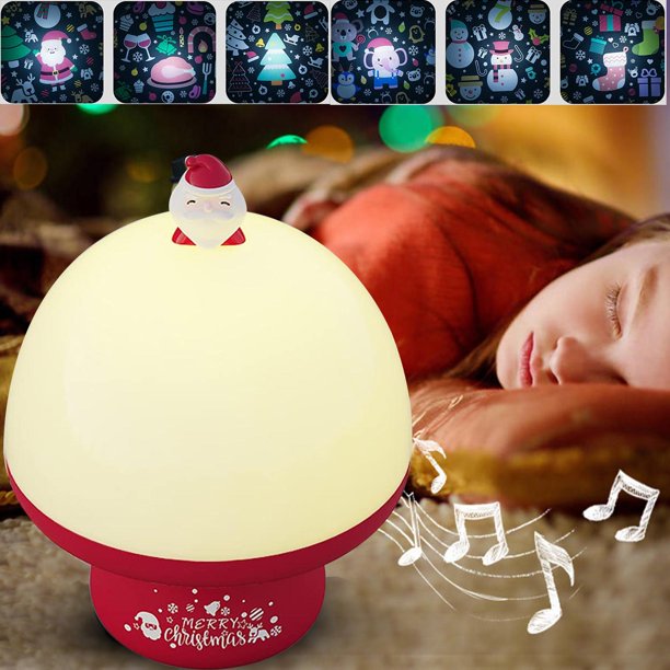 Christmas Santa Night Light for Kids,Rotating Starry Night Light Projector with 6 Themes Music and USB Rechargeable for Baby Boys Girls Birthday Christmas Decoration Gift