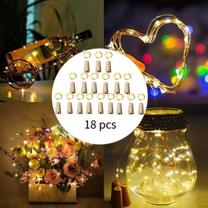 Wine Bottle Lights with Cork, Christmas Lights 20 LED 18 Pack Fairy Lights Waterproof Battery Operated Cork String Lights for Jar Party Wedding Christmas Festival Bar Decoration, Warm White