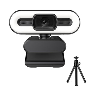 Doosl 1080P HD USB Webcam, Web Camera with Tripod, Built-in Microphone, Adjustable Light, Laptop Desktop PC Computer Web Camera for Live Streaming Video Calling Conferencing Recording Gaming